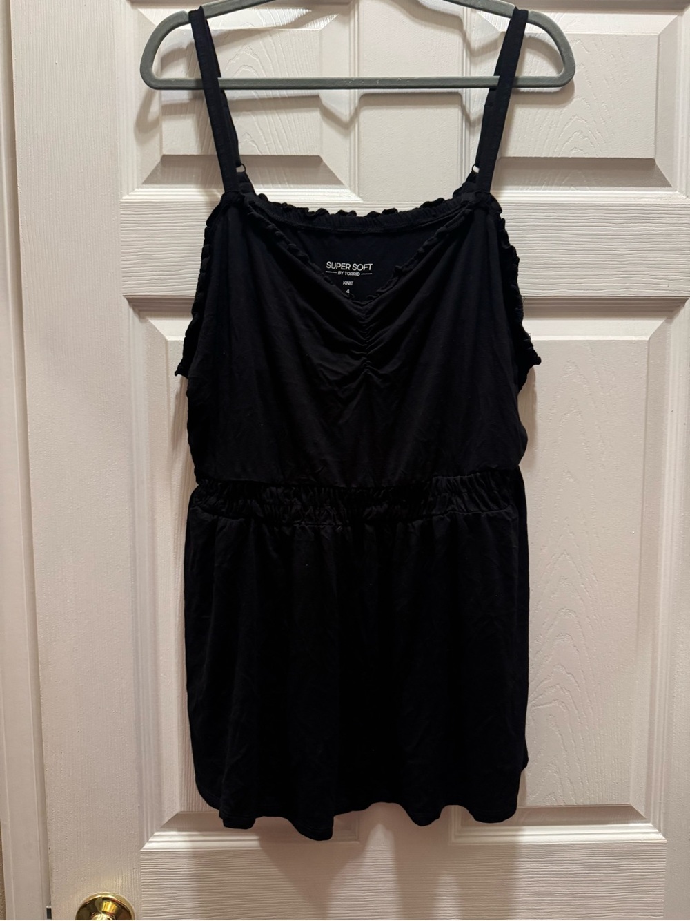 torrid Black V-Neck Ruched Tank Camisole
